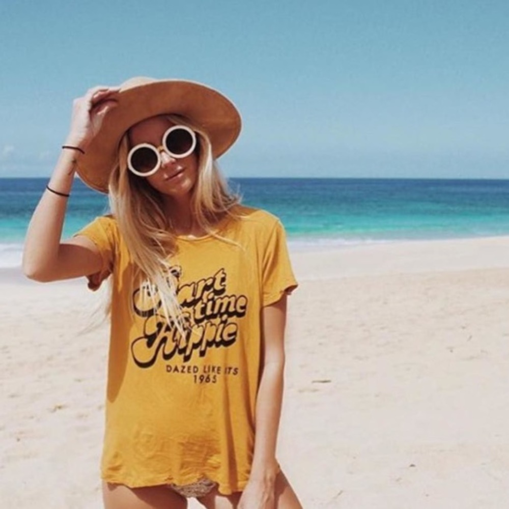 Free People Mustard Graphic Tee